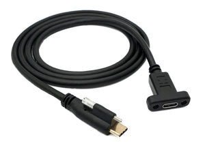 SYSTEM-S USB 3.1 cable 100 cm type C male to female screw adapter in black