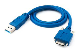 SYSTEM-S USB 3.0 Kabel 60 cm Micro B Stecker zu Typ A Stecker Schraube Adapter in Blau