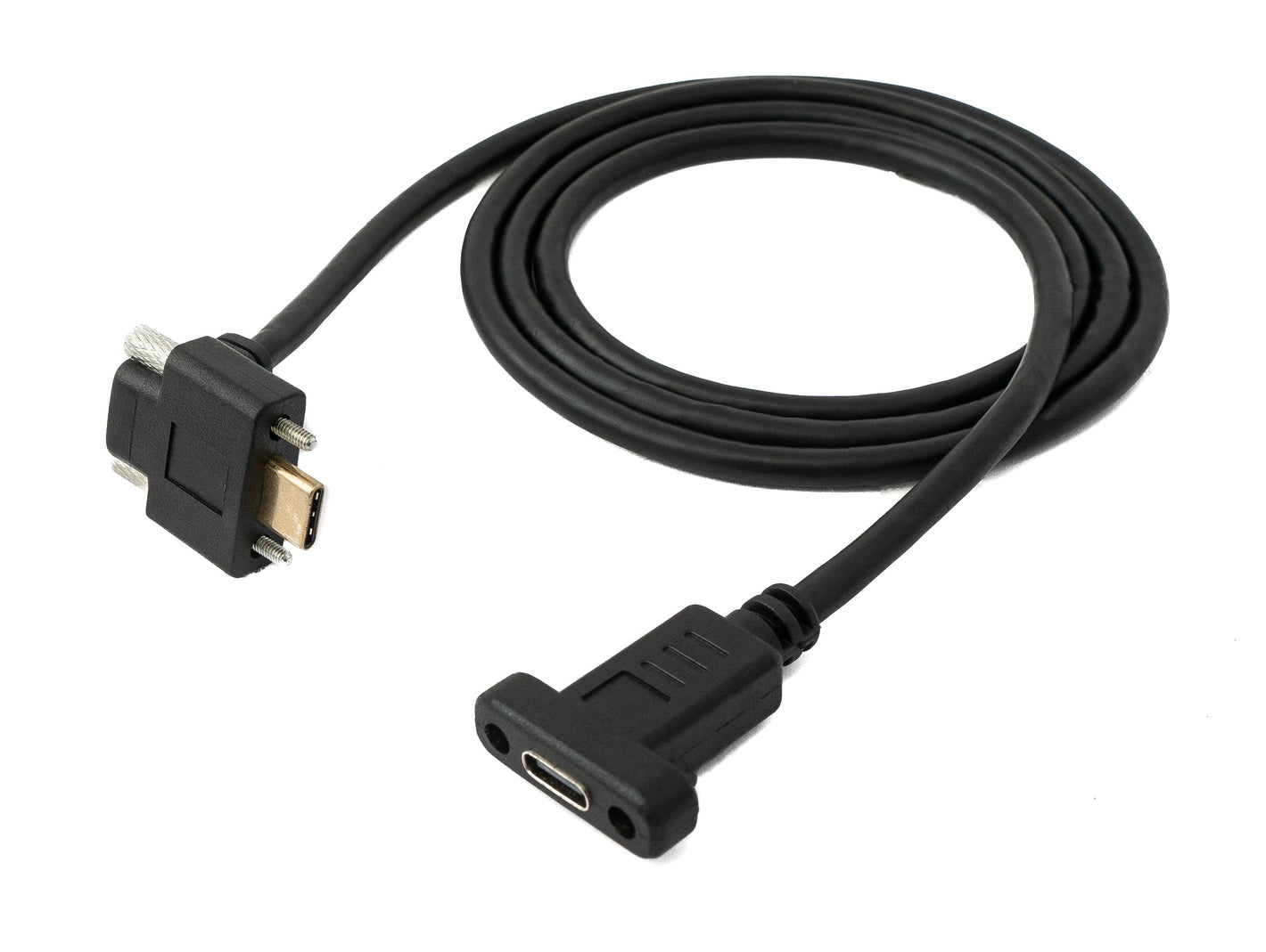 SYSTEM-S USB 3.1 Gen 2 100W Kabel 100 cm Typ C Stecker zu Buchse Schraube Winkel Adapter