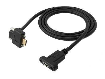 SYSTEM-S USB 3.1 Gen 2 100W Kabel 100 cm Typ C Stecker zu Buchse Schraube Winkel