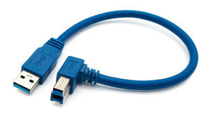 USB 3.0 cable 30 cm type B male to type A male angle in blue