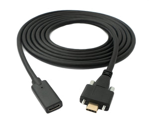 SYSTEM-S USB 3.1 cable 2 m type C male to female screw adapter in black