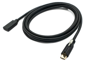 SYSTEM-S USB 3.1 Kabel 2 m Typ C Stecker zu Buchse Schraube Adapter in Schwarz