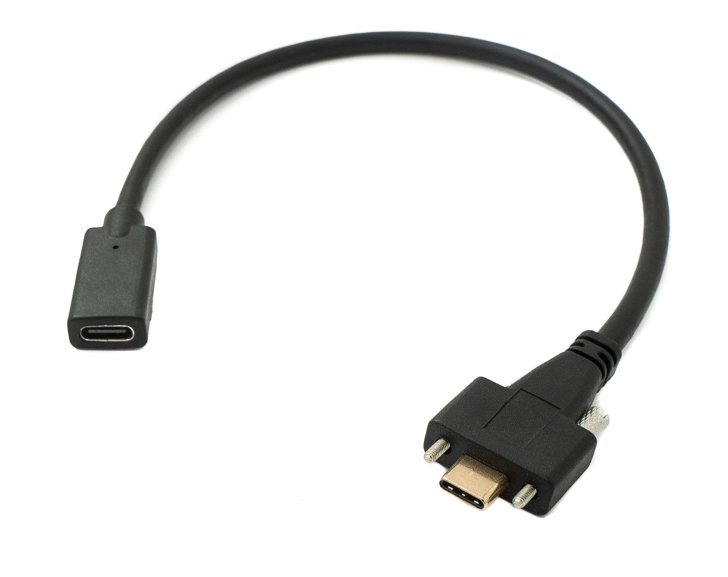 SYSTEM-S USB 3.1 cable 30 cm type C male to female screw adapter in black