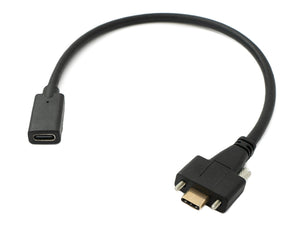 Cable USB 3.1 30cm Tipo C Adaptador de Tornillo Macho a Hembra en Negro