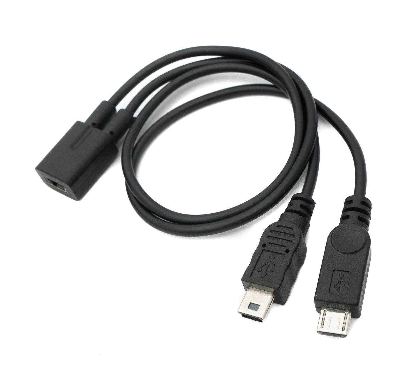 USB 2.0 cable 30cm Mini B female to male & Micro B male adapter in black