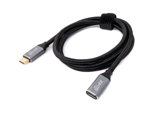 Cable SYSTEM-S USB 3.1 Gen 2 100W 25 cm Adaptador trenzado Tipo C macho a hembra en color negro