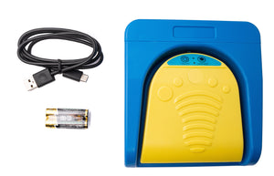 SYSTEM-S Bluetooth foot pedal wireless with USB 3.1 Type C connection for PC hotkeys Blue Yellow