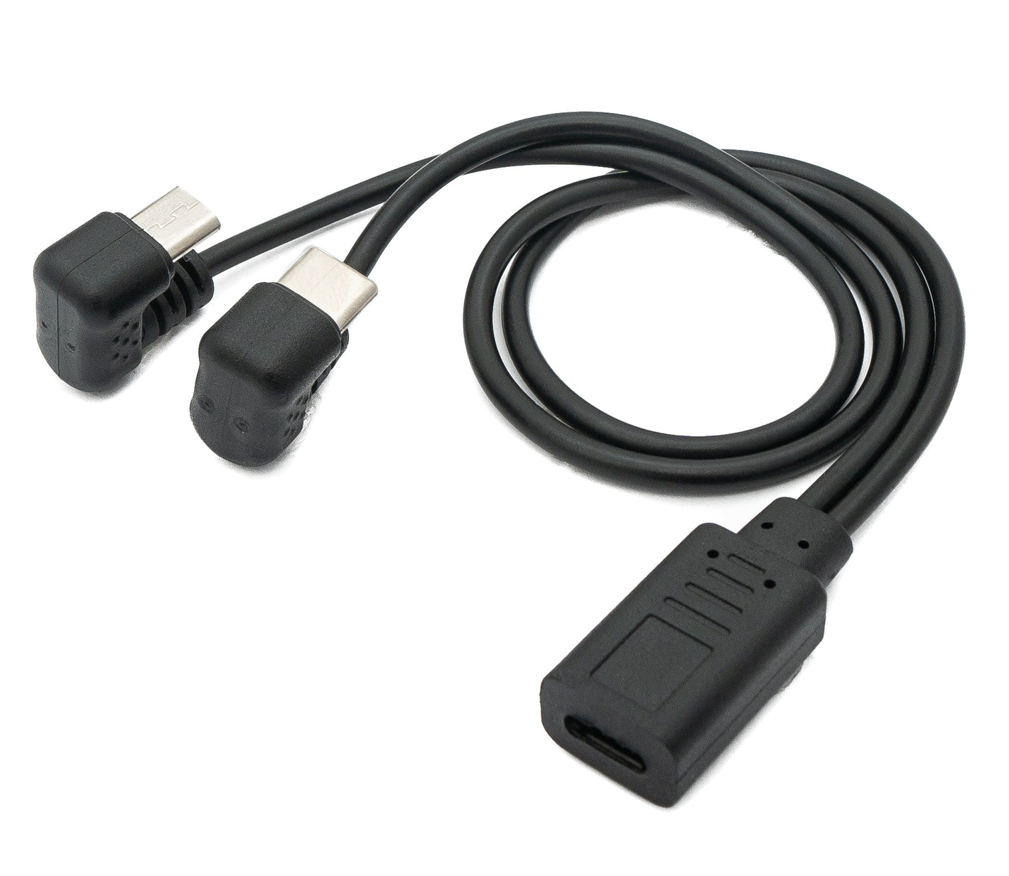 USB 3.1 cable 30 cm Type C & 2.0 Micro B male to female 180° angle in black