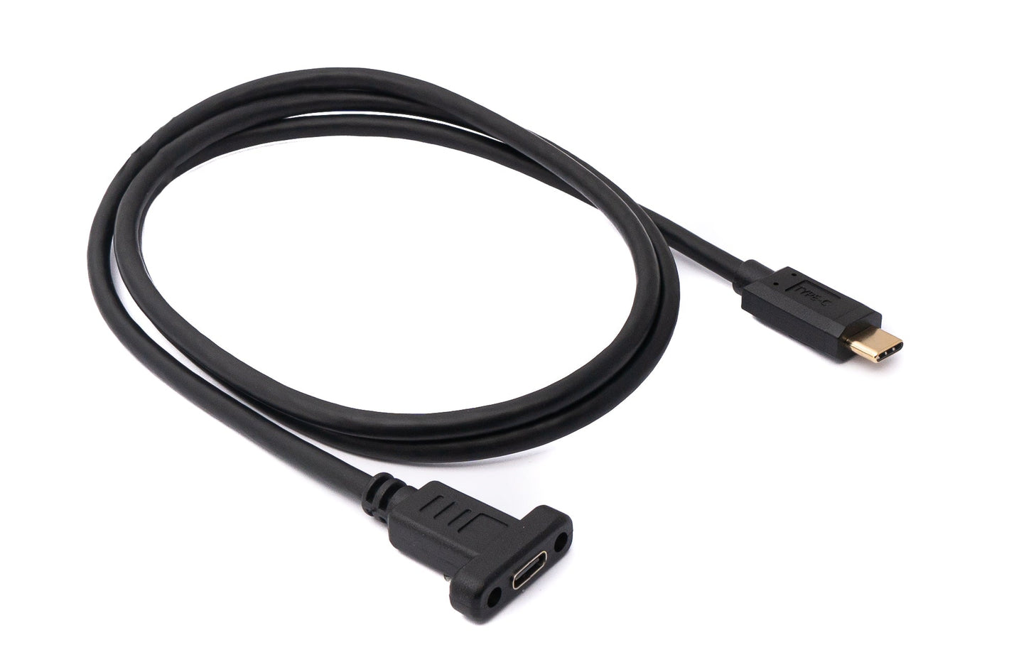 SYSTEM-S USB 3.1 Kabel 100 cm Typ C Stecker zu Buchse Schraube Adapter in Schwarz