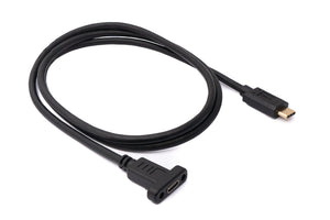 SYSTEM-S USB 3.1 cable 100 cm type C male to female screw adapter in black