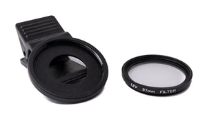 Filtro UV SYSTEM-S Lente delgada sin recubrimiento de 37 mm con clip para smartphones en negro