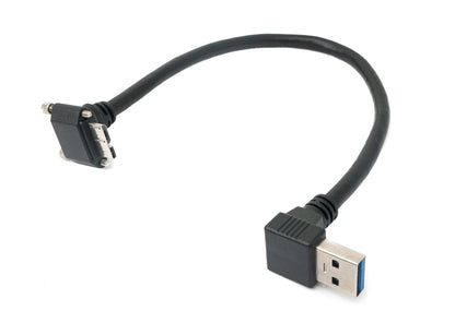 Cable USB 3.0 25cm Micro B Macho a A Macho Adaptador de Ángulo de Tornillo Negro