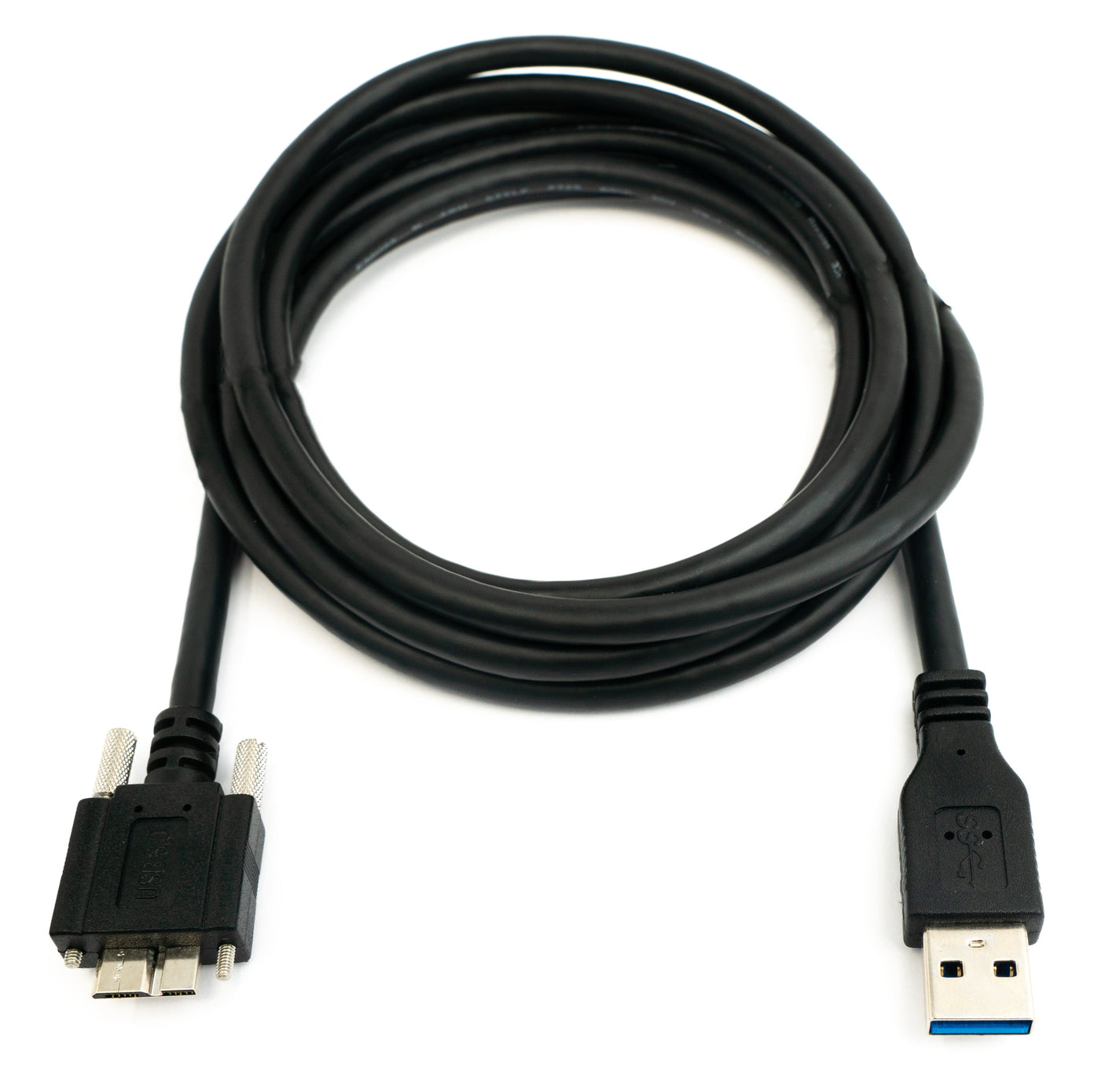 SYSTEM-S USB 3.0 Kabel 2 m Micro B Stecker zu Typ A Stecker Schraube Adapter in Schwarz