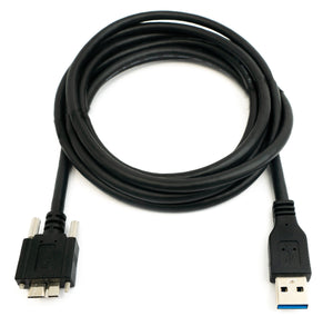 USB 3.0 cable 2 m Micro B male to Type A male screw adapter in black