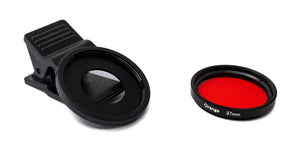 Filtre couleur SYSTEM-S orange 37 mm couleur de l'objectif avec clip pour smartphones en noir