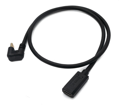 SYSTEM-S USB 3.1 U Turn 60 cm Kabel Typ C Stecker zu Buchse 360° Winkel in Schwarz