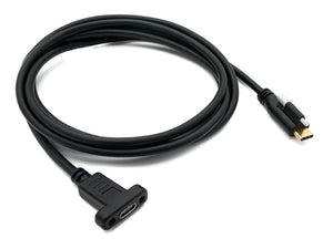 SYSTEM-S USB 3.1 Kabel 2 m Typ C Stecker zu Buchse Schraube Adapter in Schwarz