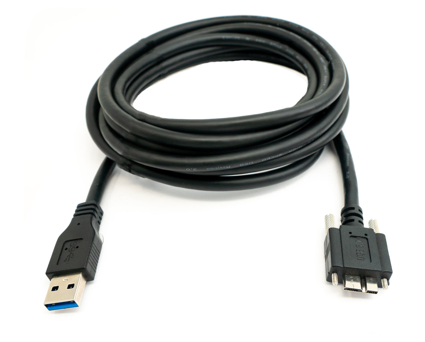 Cable USB 3.0 3 m Adaptador de tornillo Micro B macho a Tipo A macho en color negro