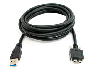 SYSTEM-S USB 3.0 Kabel 3 m Micro B Stecker zu Typ A Stecker Schraube Adapter in Schwarz