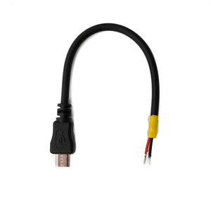 USB 2.0 cable 10 cm Micro B male to 2x open cable ends for Raspberry Pi 50€/m
