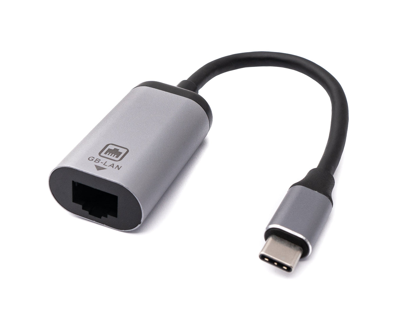 Cable LAN SYSTEM-S de 20 cm con conector RJ45 a adaptador de enchufe USB 3.1 tipo C en gris