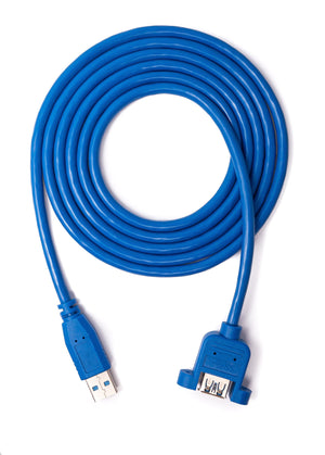 SYSTEM-S USB 3.0 Kabel 1,8 m Typ A Stecker zu Buchse Schraube Adapter in Blau