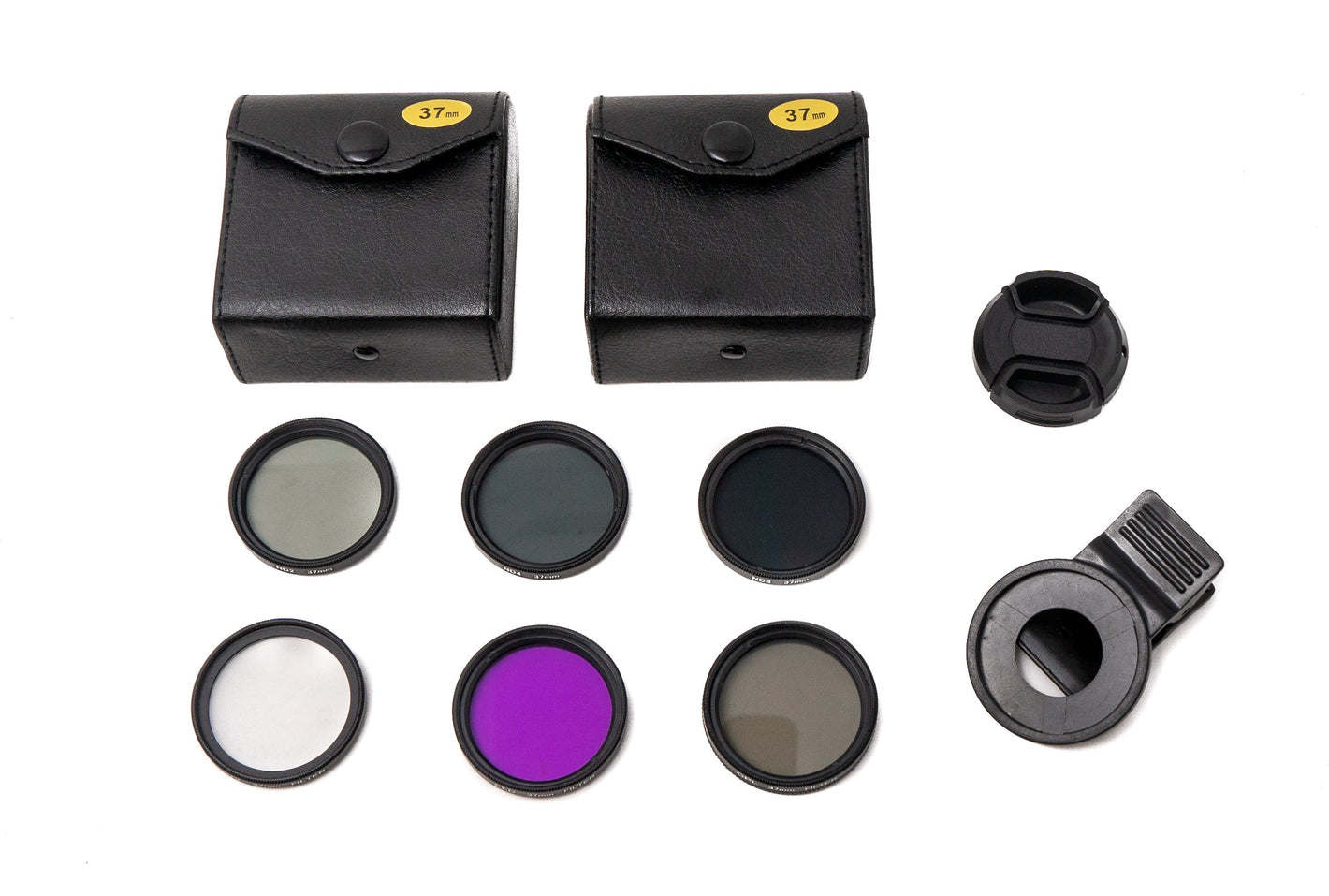 SYSTEM-S Filter 3 ND UV CPL FLD Set 37 mm Linse Kit mit Abdeckung Clip Taschen in Schwarz