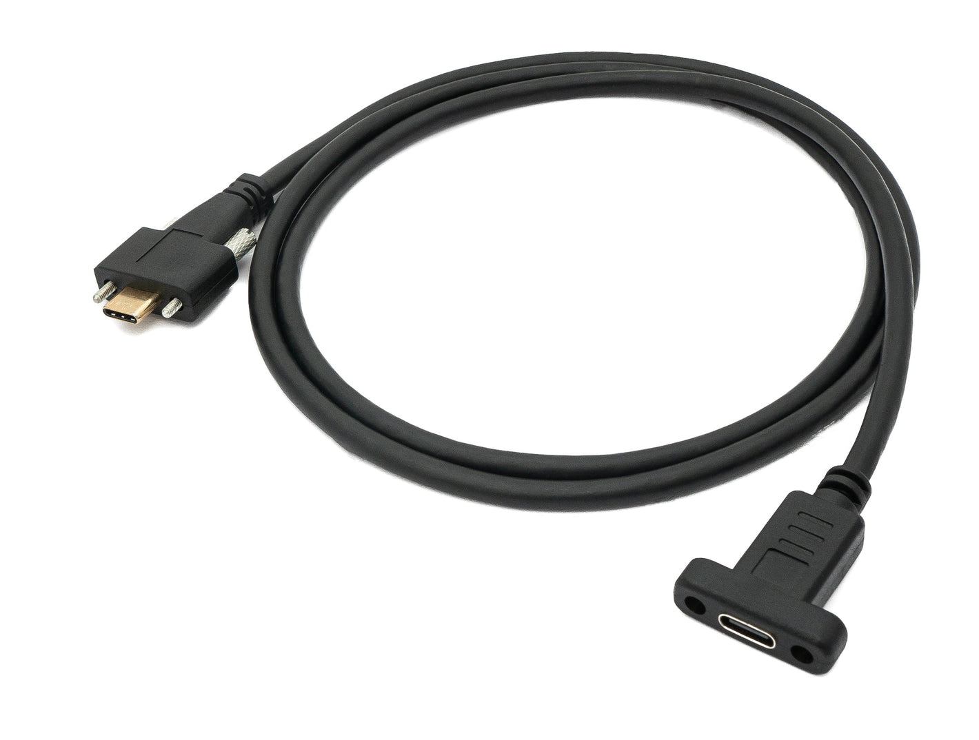 SYSTEM-S USB 3.1 Gen 2 Kabel 100 cm Typ C Stecker zu Buchse Schraube Adapter in Schwarz