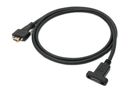 Cable USB 3.1 100cm Tipo C Adaptador de Tornillo Macho a Hembra en Negro