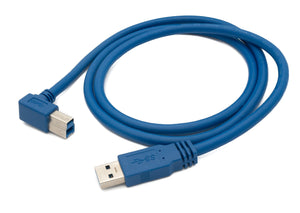 Cavo USB 3.0 da 1,8 m di tipo B maschio a tipo A maschio ad angolo in blu
