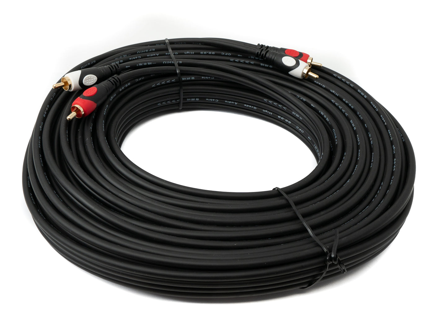 Câble SYSTEM-S Cinch 2 RCA 20 m adaptateur AV stéréo mâle vers mâle en noir