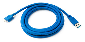 SYSTEM-S USB 3.0 Kabel 3 m Micro B Stecker zu Typ A Stecker Schraube Adapter in Blau