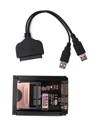 SYSTEM-S CFast Card Adapter 2.5 to SATA 22Pin to 2x USB 3.0 2.0 Type A connector for HDD SSD