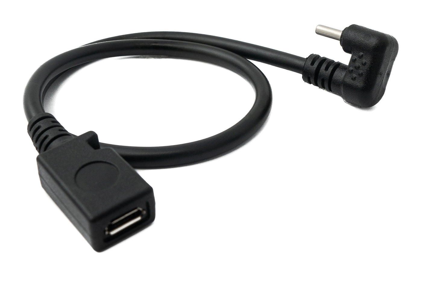 Cable USB 3.1 SYSTEM-S de 30 cm Tipo C macho a 2.0 Micro B hembra ángulo 180° en negro