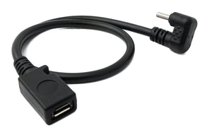 SYSTEM-S USB 3.1 cable 30 cm type C plug to 2.0 Micro B socket 180° angle in black