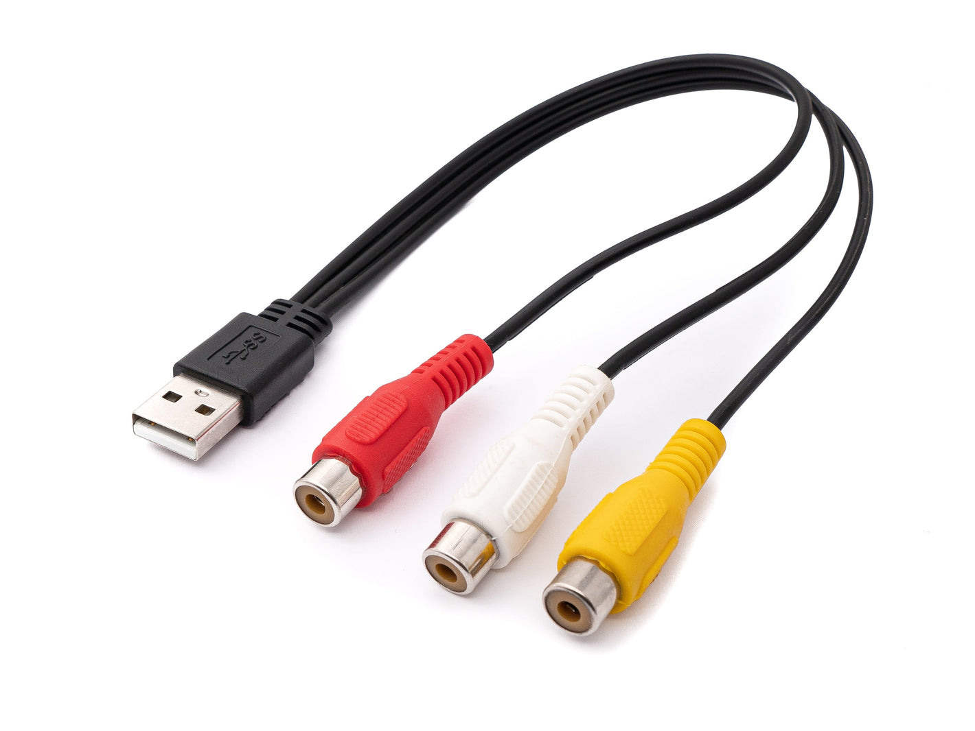 SYSTEM-S Cinch 3 RCA cable 25 cm female to USB 2.0 type A male AV adapter in black