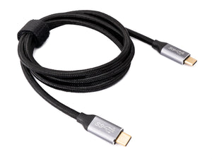 SYSTEM-S USB 3.1 Gen 2 100W Kabel 100 cm Typ C Stecker zu Stecker geflochten Adapter in Schwarz