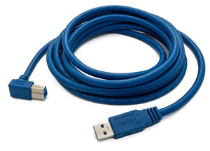 Câble USB 3.0 3 m type B mâle vers type A mâle angle en bleu