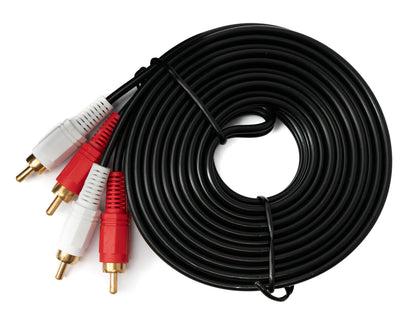 Câble SYSTEM-S Cinch 2 RCA 5 m adaptateur AV stéréo mâle vers mâle en noir