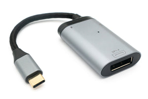 3-in-1 adapter DP 1.4 female & 2x USB 3.1 Type C female to Type C male cable gray