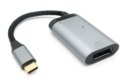 Adaptador 3 en 1 DP 1.4 hembra y 2x USB 3.1 Tipo C hembra a Cable Tipo C macho gris