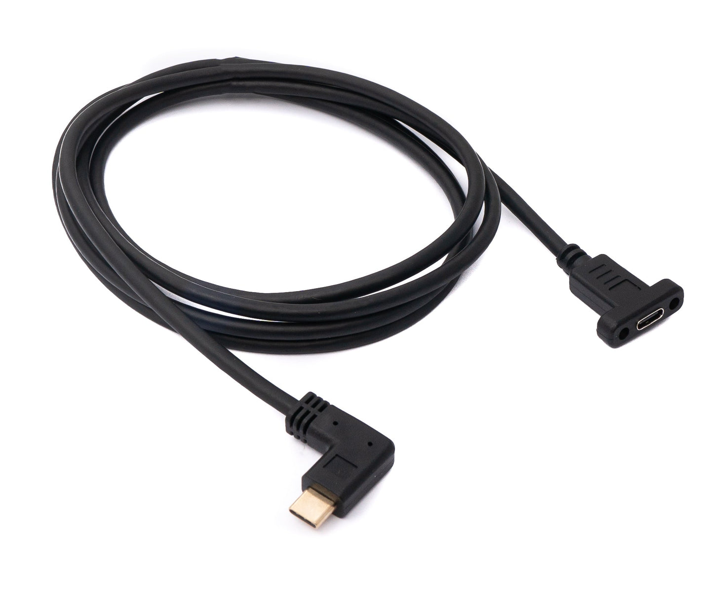 Cable USB 3.1 SYSTEM-S 180 cm Tipo C adaptador angular de tornillo macho a hembra en color negro