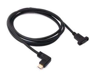 SYSTEM-S USB 3.1 cable 180 cm type C male to female screw angle adapter in black