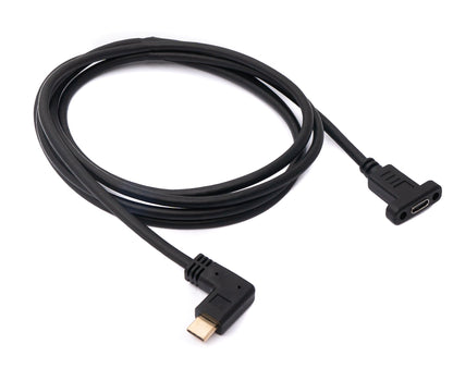 Câble SYSTEM-S USB 3.1 180 cm Adaptateur coudé à vis Type C mâle vers femelle noir