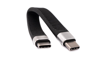 SYSTEM-S USB 3.1 Gen 2 100W Kabel 13,5 cm Typ C Stecker zu Stecker Flach in Schwarz