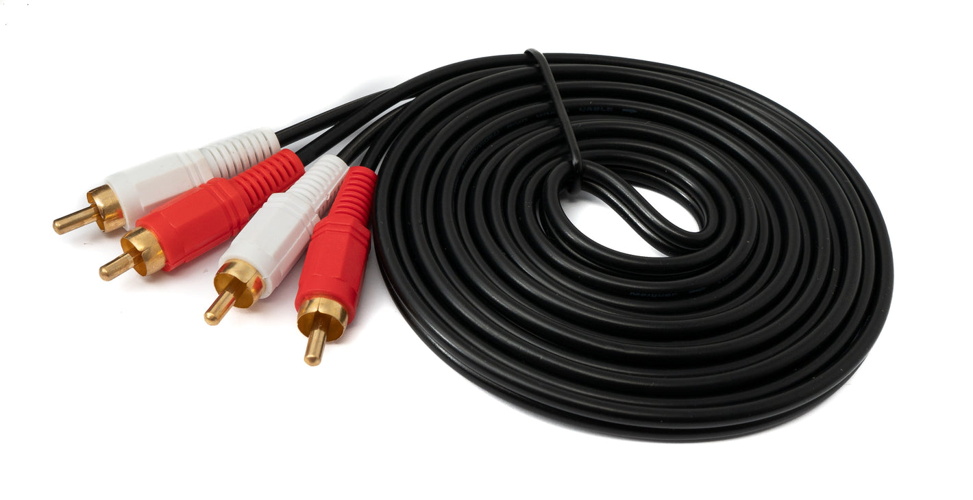 Câble SYSTEM-S Cinch 2 RCA 3 m adaptateur AV stéréo mâle vers mâle en noir