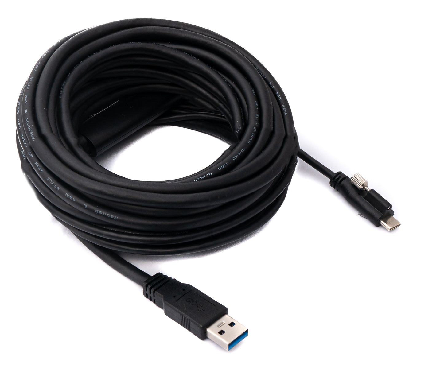 SYSTEM-S USB 3.1 cable 8 m type C plug to type A plug screw in black