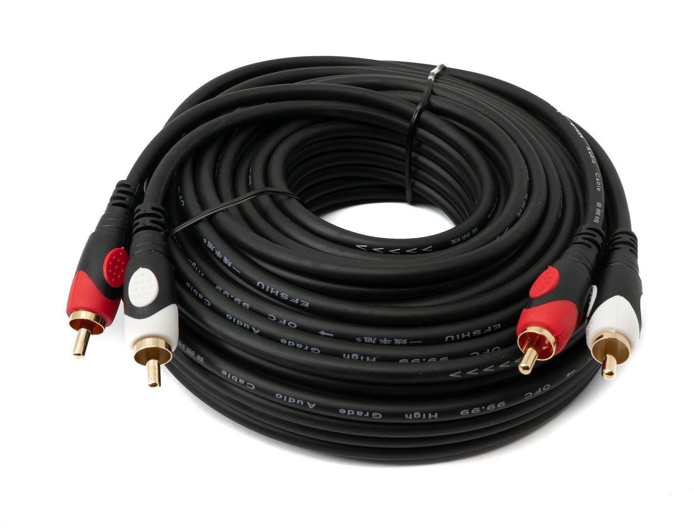 SYSTEM-S Cinch 2 RCA cable 10 m male to male stereo AV adapter in black