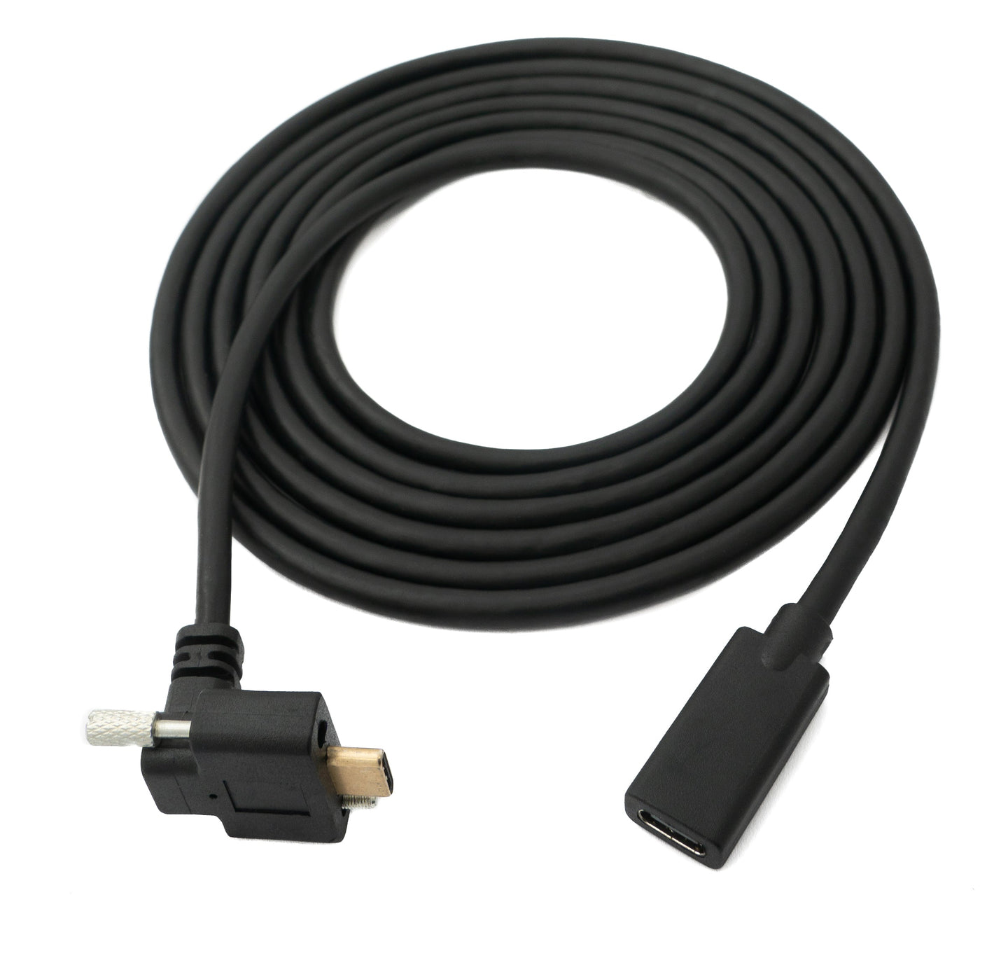 Cable SYSTEM-S USB 3.1 Gen 2 100W 1,8 m Tipo C macho a hembra ángulo de tornillo en negro